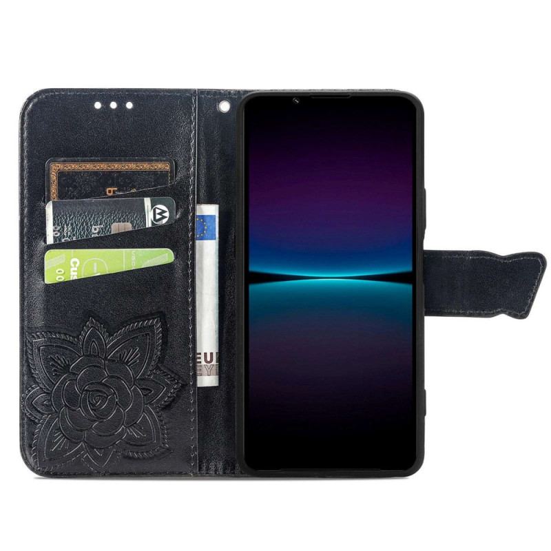 Capa Flip Para Sony Xperia 1 IV Borboleta Barroca