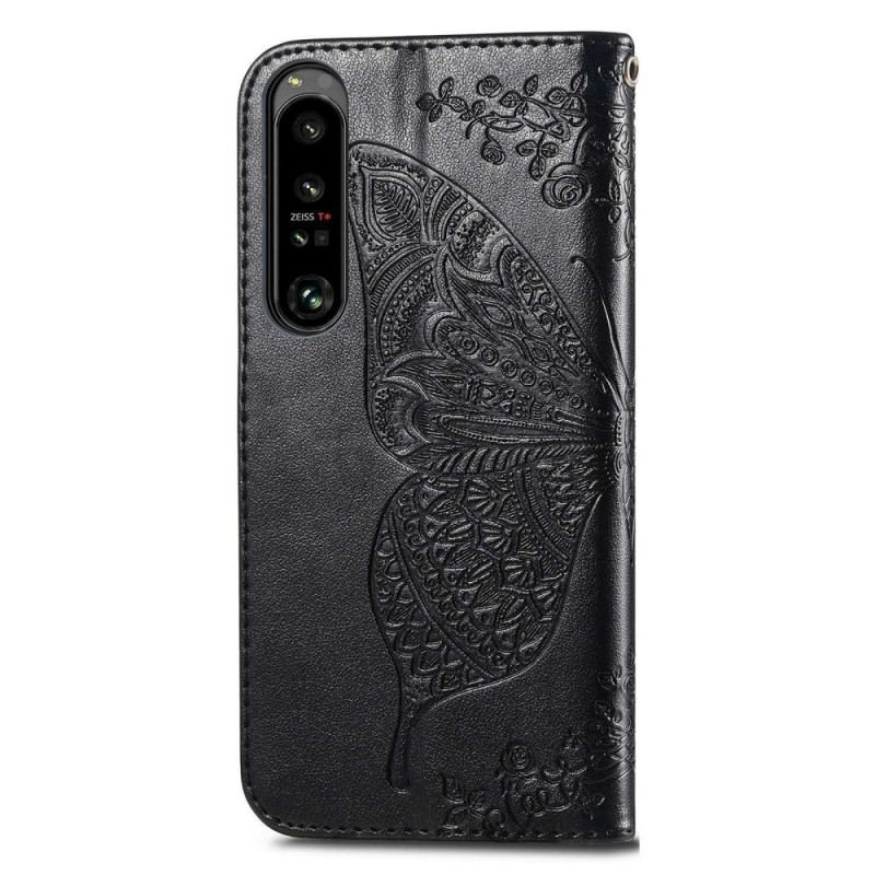 Capa Flip Para Sony Xperia 1 IV Borboleta Barroca