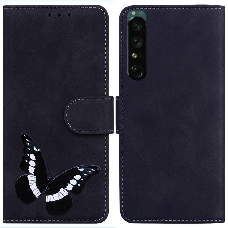 Capa Flip Para Sony Xperia 1 IV Borboleta Vintage