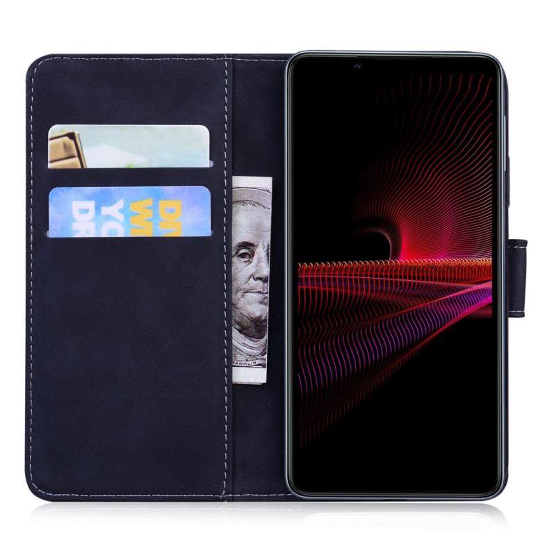 Capa Flip Para Sony Xperia 1 IV Borboleta Vintage