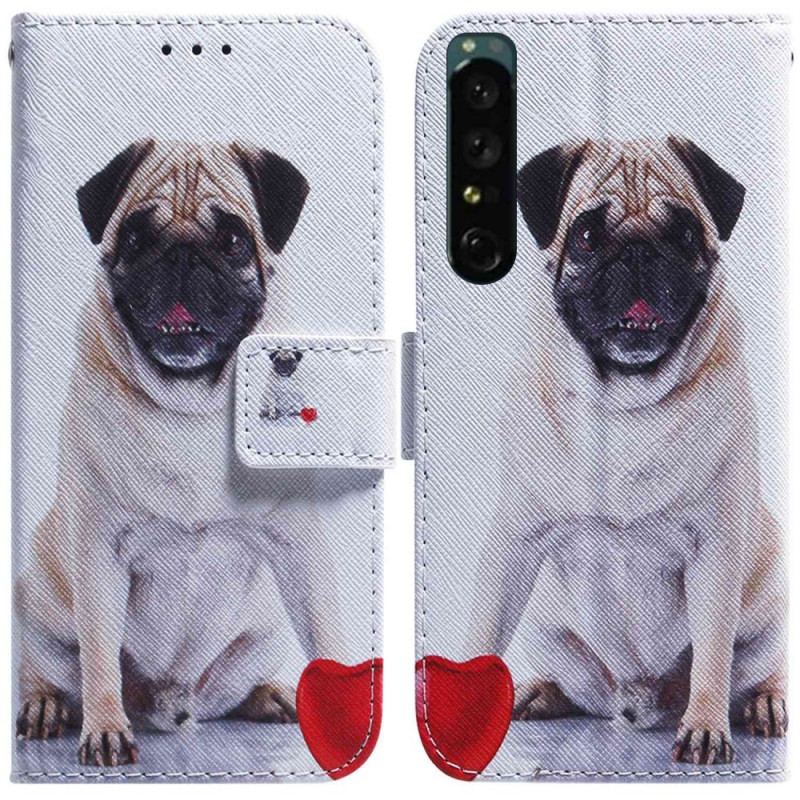 Capa Flip Para Sony Xperia 1 IV Cachorro Pug