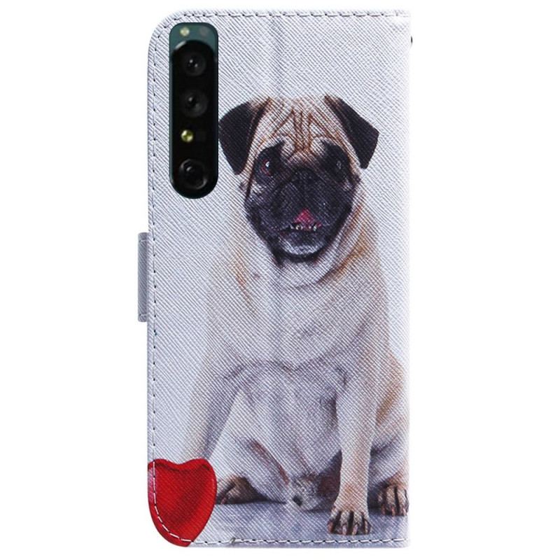 Capa Flip Para Sony Xperia 1 IV Cachorro Pug