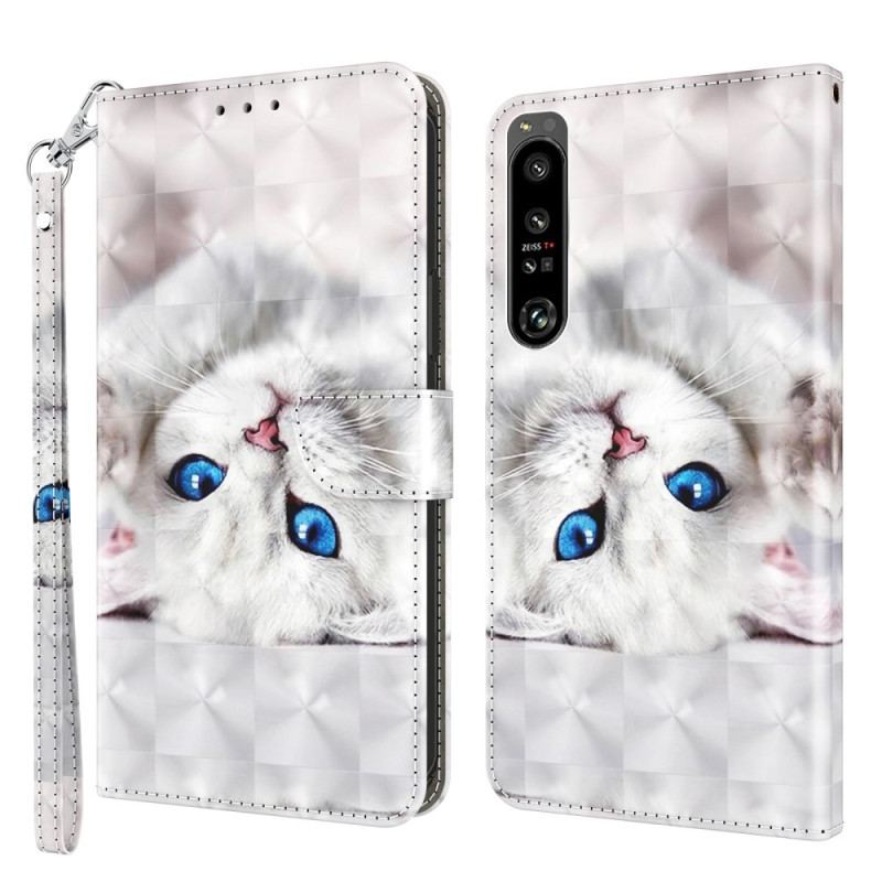 Capa Flip Para Sony Xperia 1 IV De Cordão Apenas Gatos Tangas