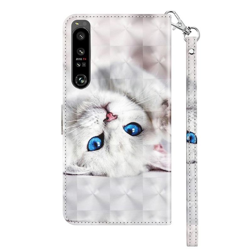 Capa Flip Para Sony Xperia 1 IV De Cordão Apenas Gatos Tangas