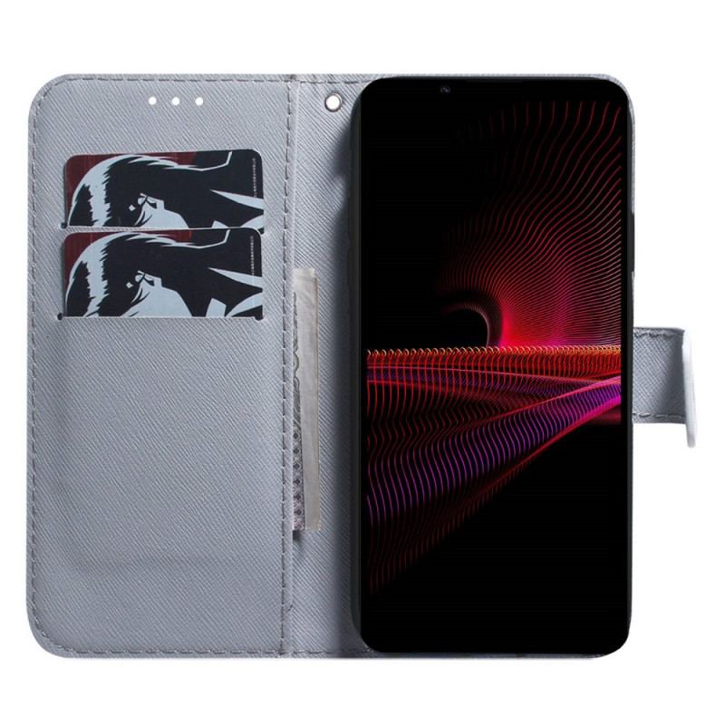 Capa Flip Para Sony Xperia 1 IV De Cordão Cachorro Tanga