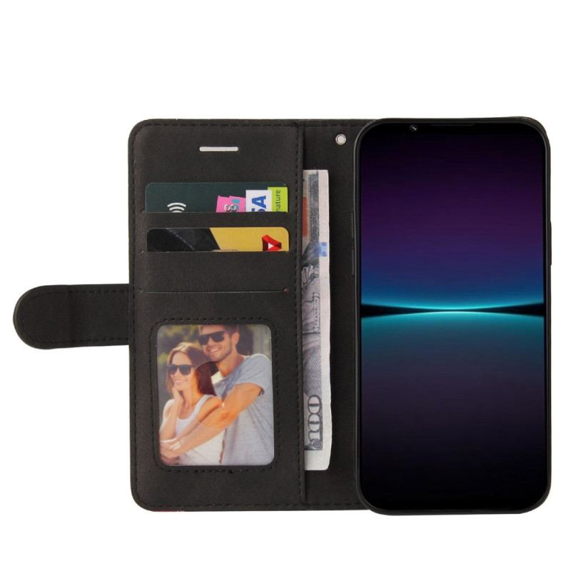 Capa Flip Para Sony Xperia 1 IV De Cordão Correia De Dois Tons