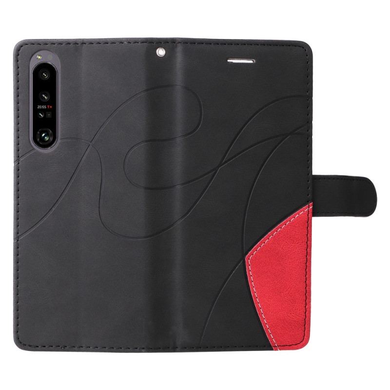 Capa Flip Para Sony Xperia 1 IV De Cordão Correia De Dois Tons