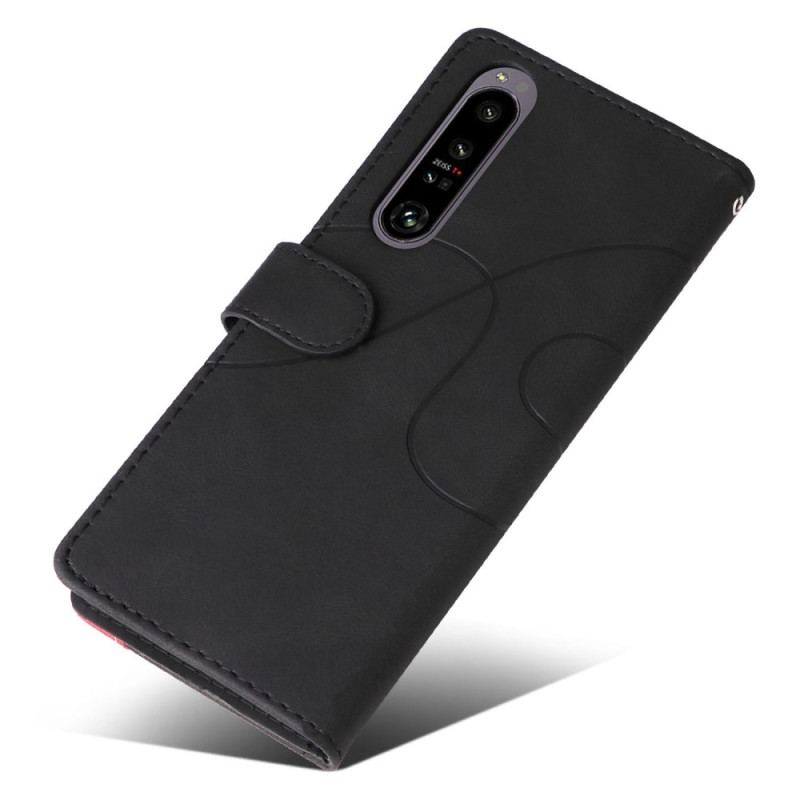 Capa Flip Para Sony Xperia 1 IV De Cordão Correia De Dois Tons