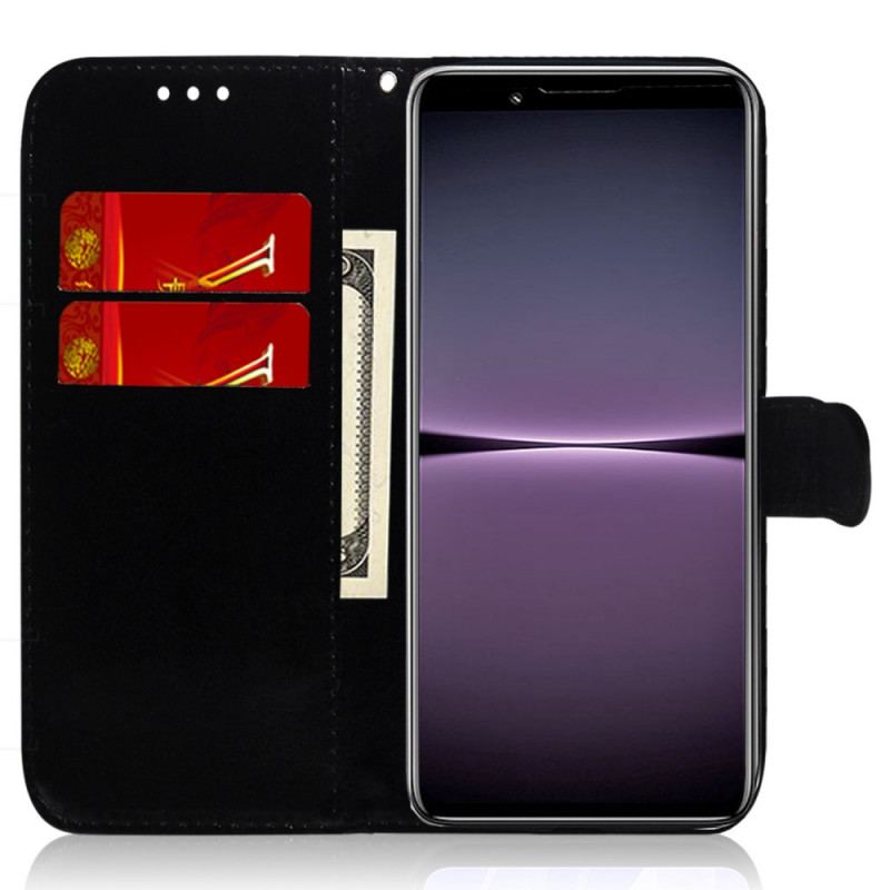 Capa Flip Para Sony Xperia 1 IV De Cordão Luz Com Alça