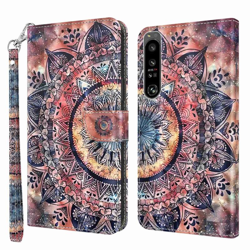 Capa Flip Para Sony Xperia 1 IV De Cordão Mandala De Tiras Coloridas