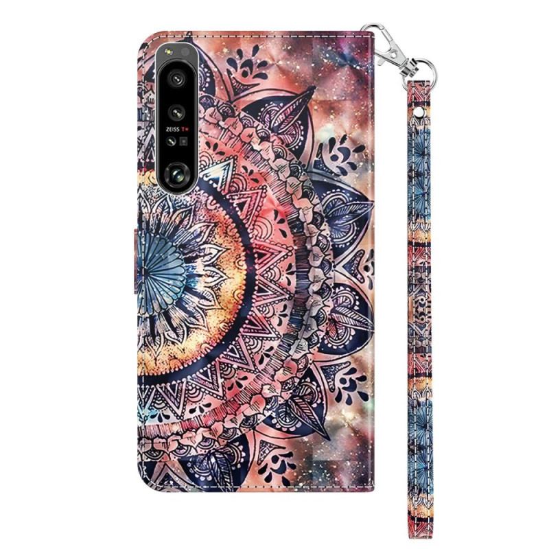 Capa Flip Para Sony Xperia 1 IV De Cordão Mandala De Tiras Coloridas