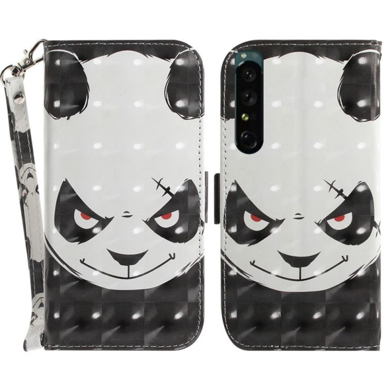 Capa Flip Para Sony Xperia 1 IV De Cordão Strappy Panda