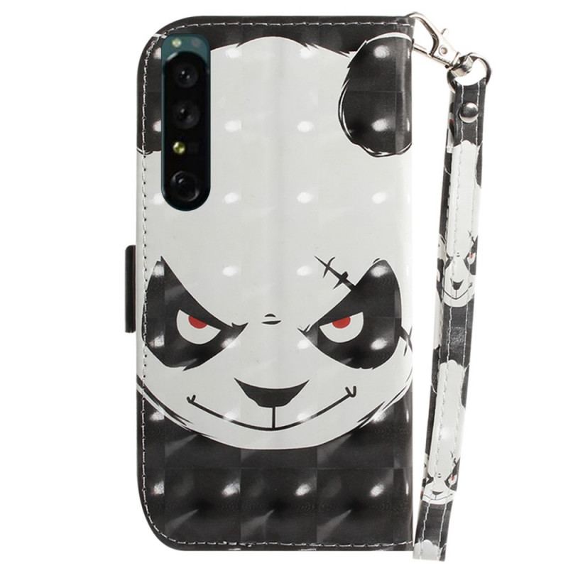 Capa Flip Para Sony Xperia 1 IV De Cordão Strappy Panda