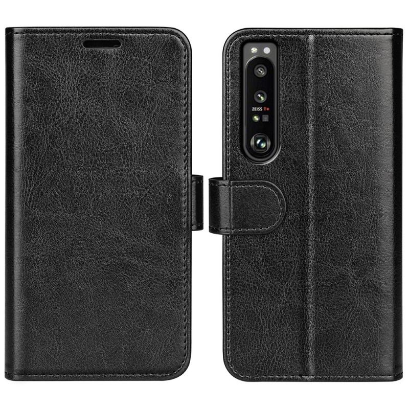 Capa Flip Para Sony Xperia 1 IV Couro Falso Vintage