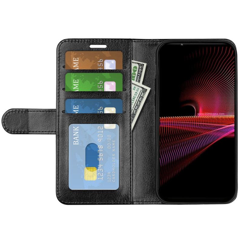 Capa Flip Para Sony Xperia 1 IV Couro Falso Vintage