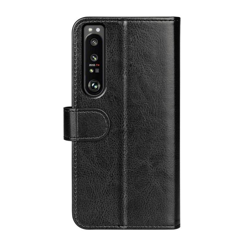 Capa Flip Para Sony Xperia 1 IV Couro Falso Vintage