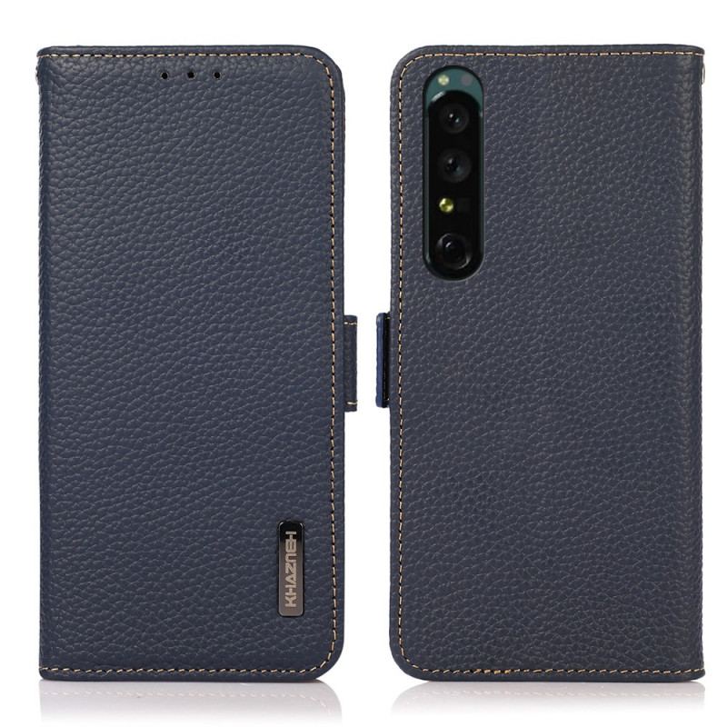 Capa Flip Para Sony Xperia 1 IV Couro De Lichia Khazneh Rfid