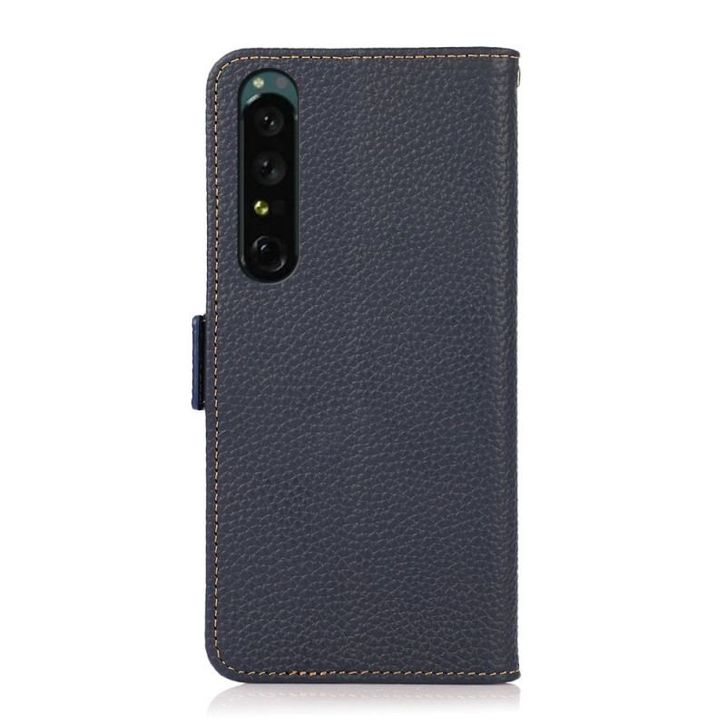 Capa Flip Para Sony Xperia 1 IV Couro De Lichia Khazneh Rfid