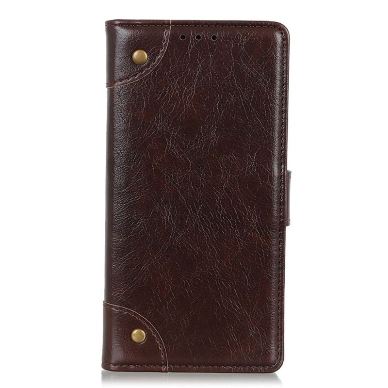 Capa Flip Para Sony Xperia 1 IV Couro Napa Estilo Com Rebites