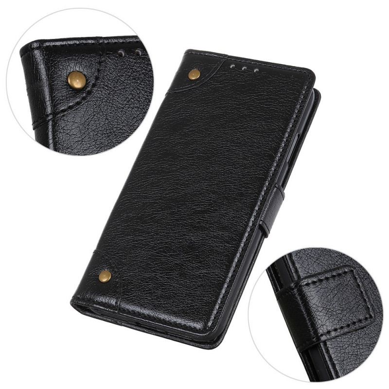 Capa Flip Para Sony Xperia 1 IV Couro Napa Estilo Com Rebites