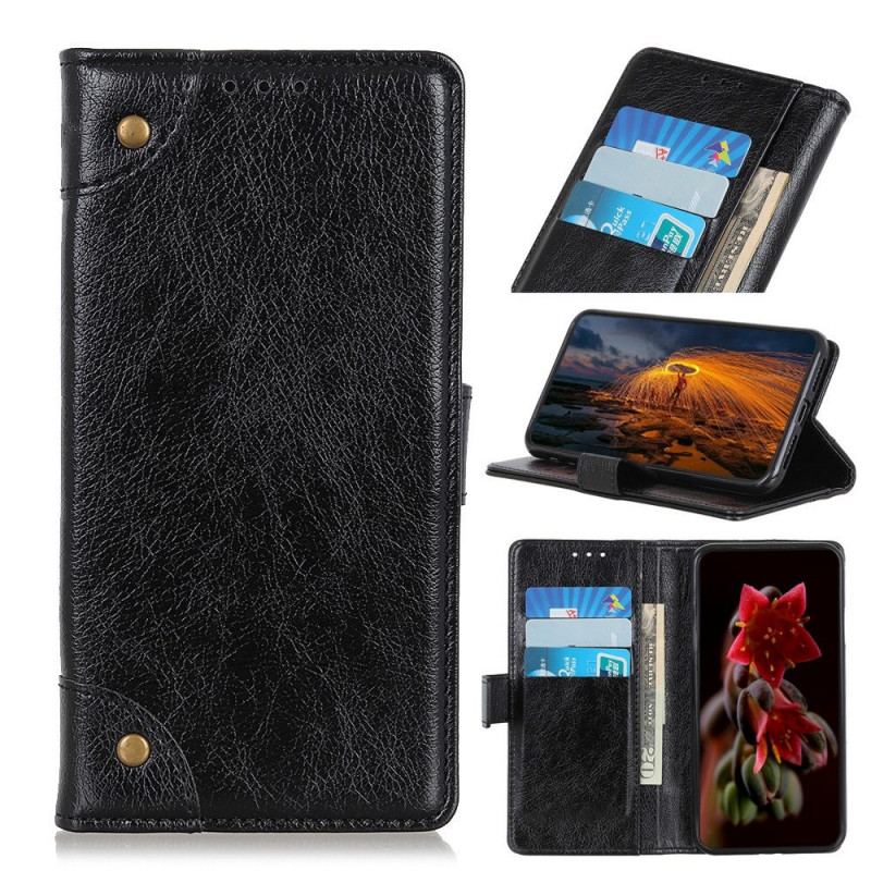 Capa Flip Para Sony Xperia 1 IV Couro Napa Estilo Com Rebites