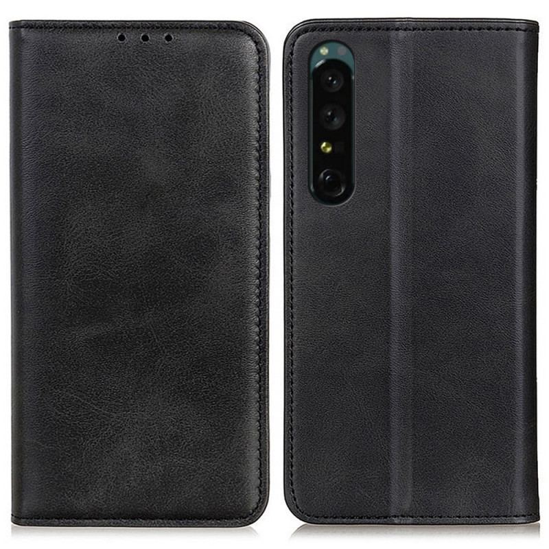 Capa Flip Para Sony Xperia 1 IV Couro Rachado