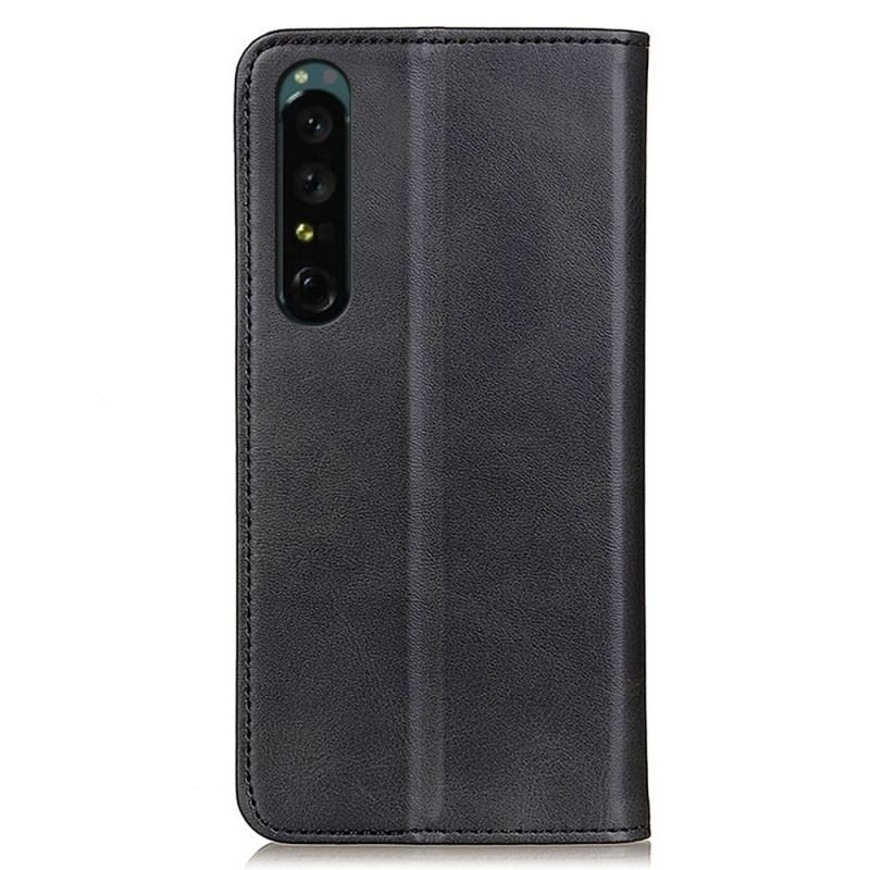 Capa Flip Para Sony Xperia 1 IV Couro Rachado