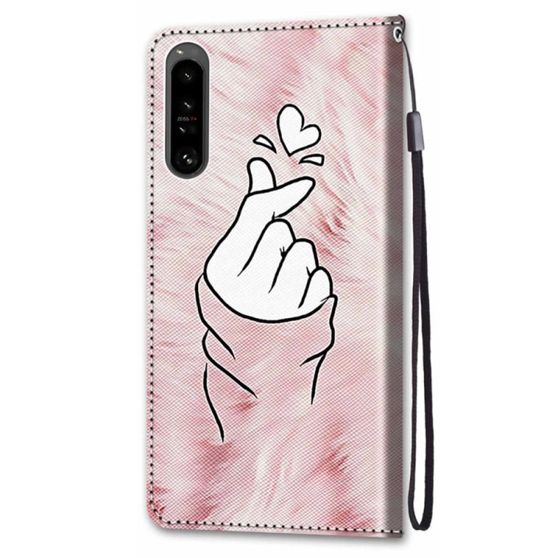 Capa Flip Para Sony Xperia 1 IV Dedo Coração