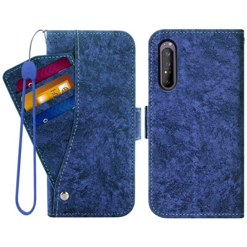 Capa Flip Para Sony Xperia 1 IV Efeito De Couro Com Suporte De Cartão Giratório