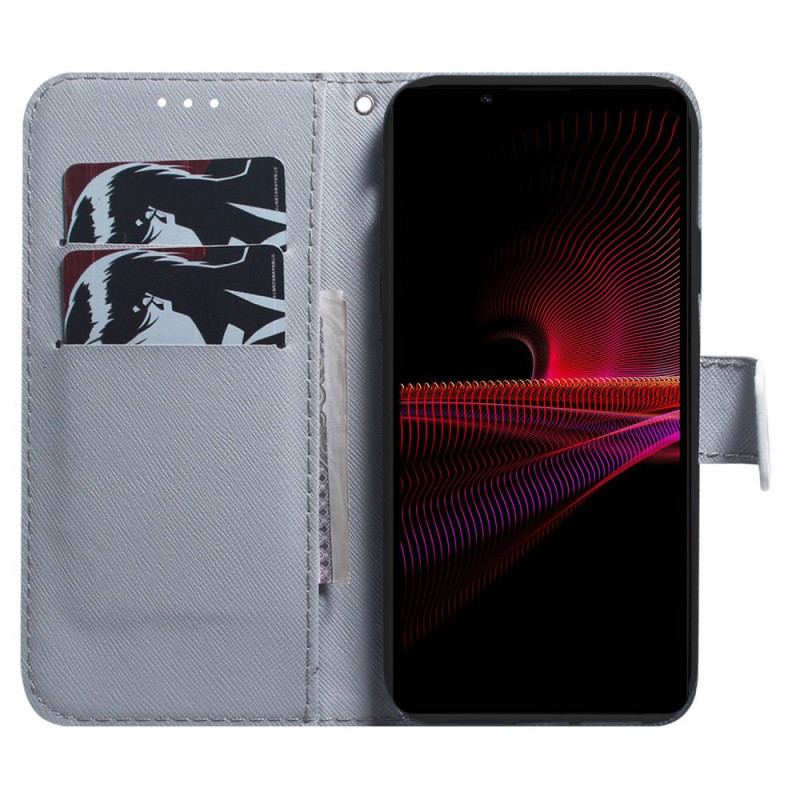 Capa Flip Para Sony Xperia 1 IV Emoji Telefone