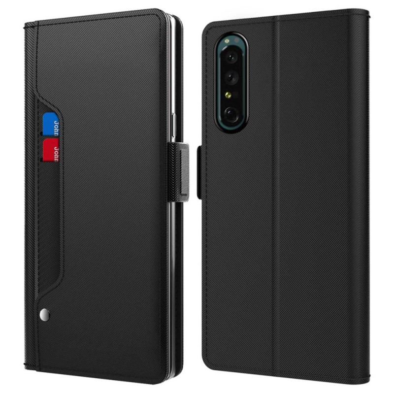 Capa Flip Para Sony Xperia 1 IV Espelho Removível E Porta-cartões