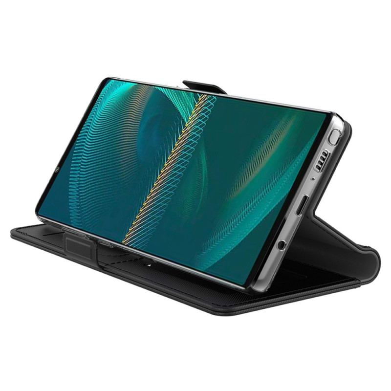 Capa Flip Para Sony Xperia 1 IV Espelho Removível E Porta-cartões