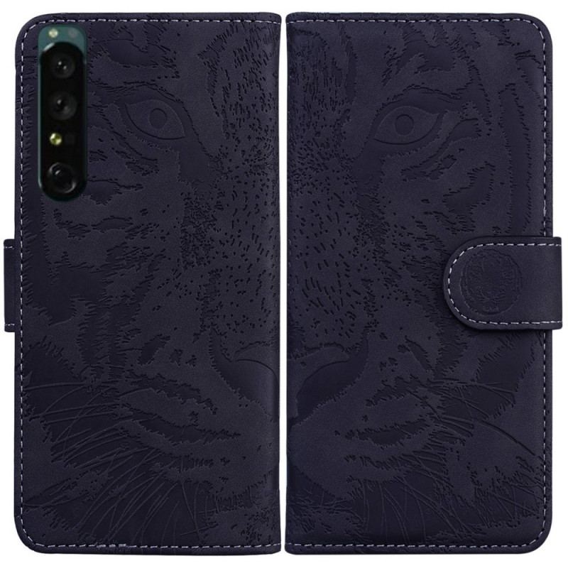 Capa Flip Para Sony Xperia 1 IV Estampa De Tigre