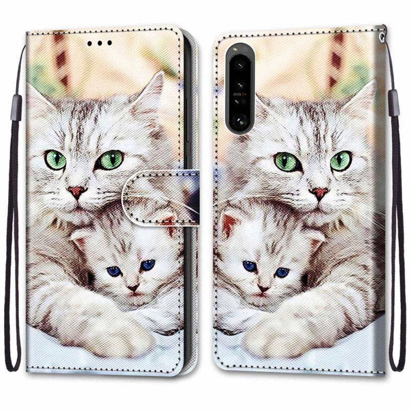 Capa Flip Para Sony Xperia 1 IV Família De Gatos