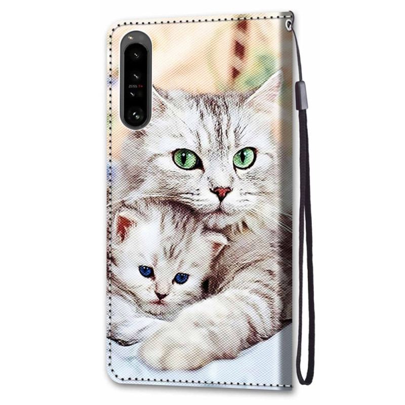 Capa Flip Para Sony Xperia 1 IV Família De Gatos