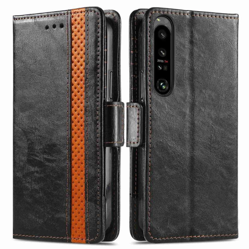 Capa Flip Para Sony Xperia 1 IV Fecho Duplo Bicolor