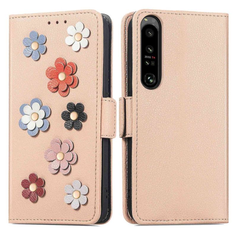 Capa Flip Para Sony Xperia 1 IV Flores Decorativas