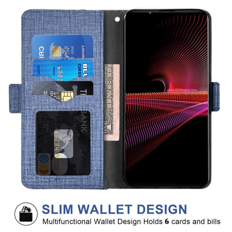 Capa Flip Para Sony Xperia 1 IV Jeans Com Porta-cartão Giratório