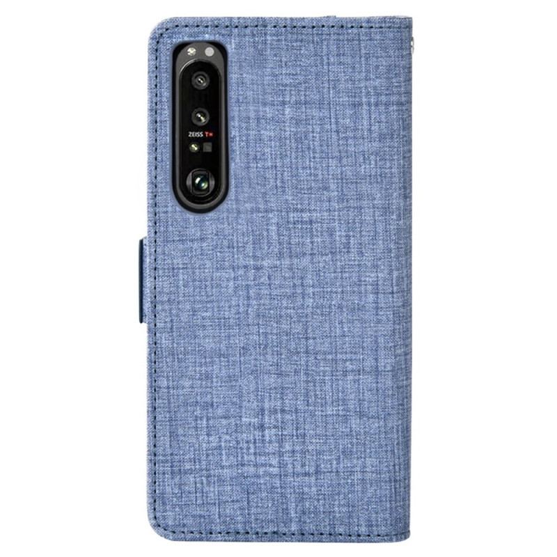 Capa Flip Para Sony Xperia 1 IV Jeans Com Porta-cartão Giratório