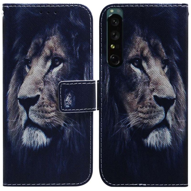 Capa Flip Para Sony Xperia 1 IV Leão Sonhador