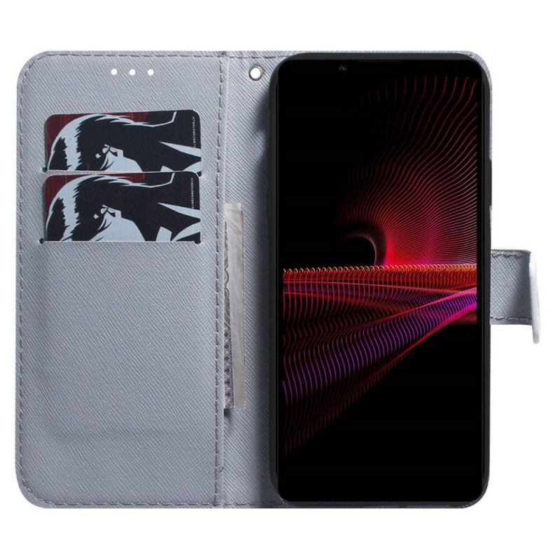 Capa Flip Para Sony Xperia 1 IV Tigre Branco