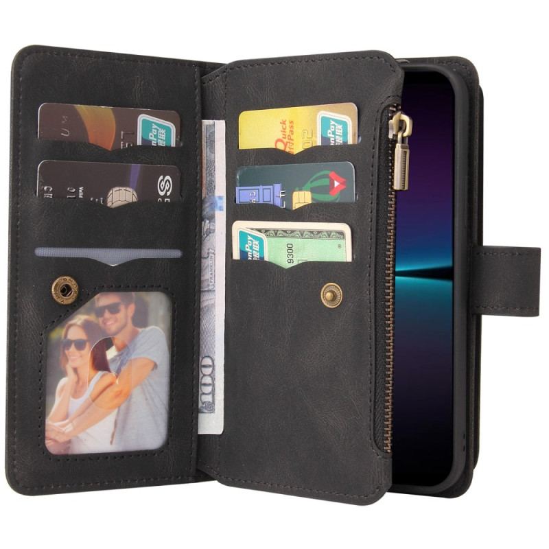 Capa Flip Para Sony Xperia 1 IV Titular Do Cartão Multifuncional