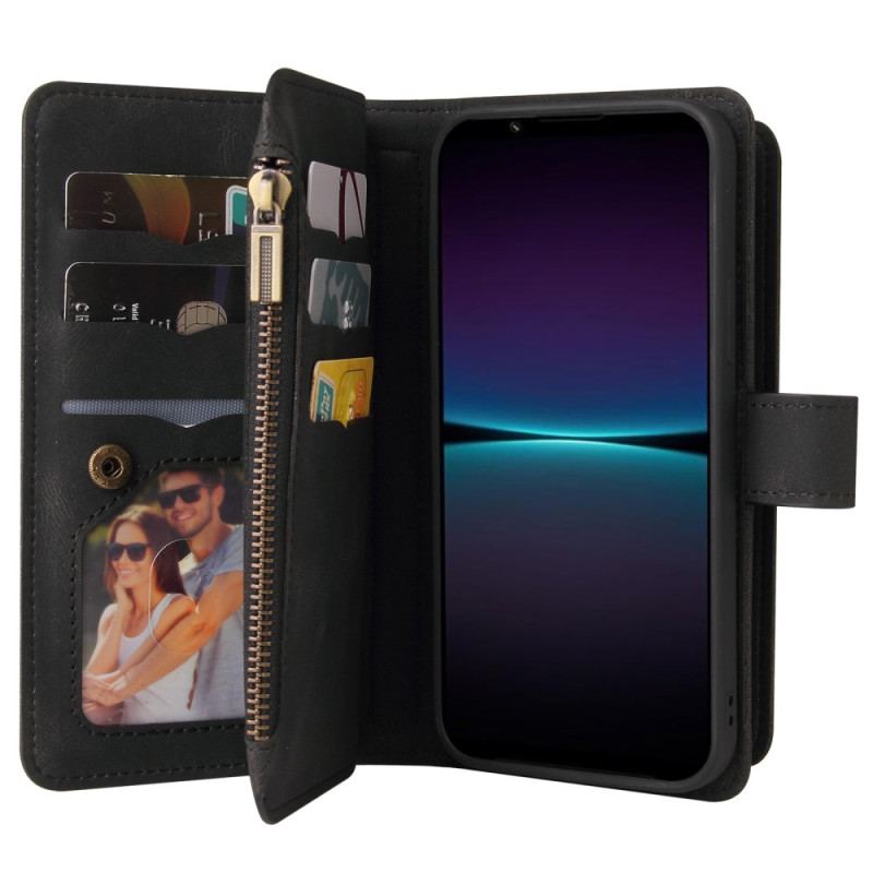 Capa Flip Para Sony Xperia 1 IV Titular Do Cartão Multifuncional