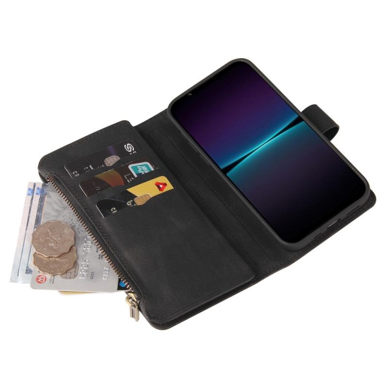 Capa Flip Para Sony Xperia 1 IV Titular Do Cartão Multifuncional