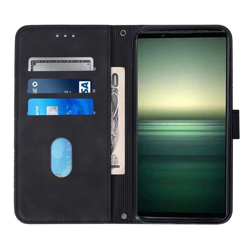 Capa Flip Para Sony Xperia 1 IV Triângulos Com Alça De Ombro