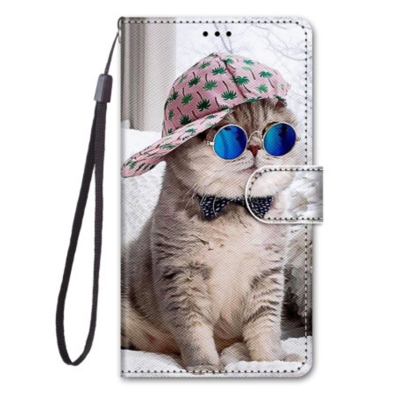 Capa Folio Para Sony Xperia 1 IV De Cordão Yo Cat Com Alça