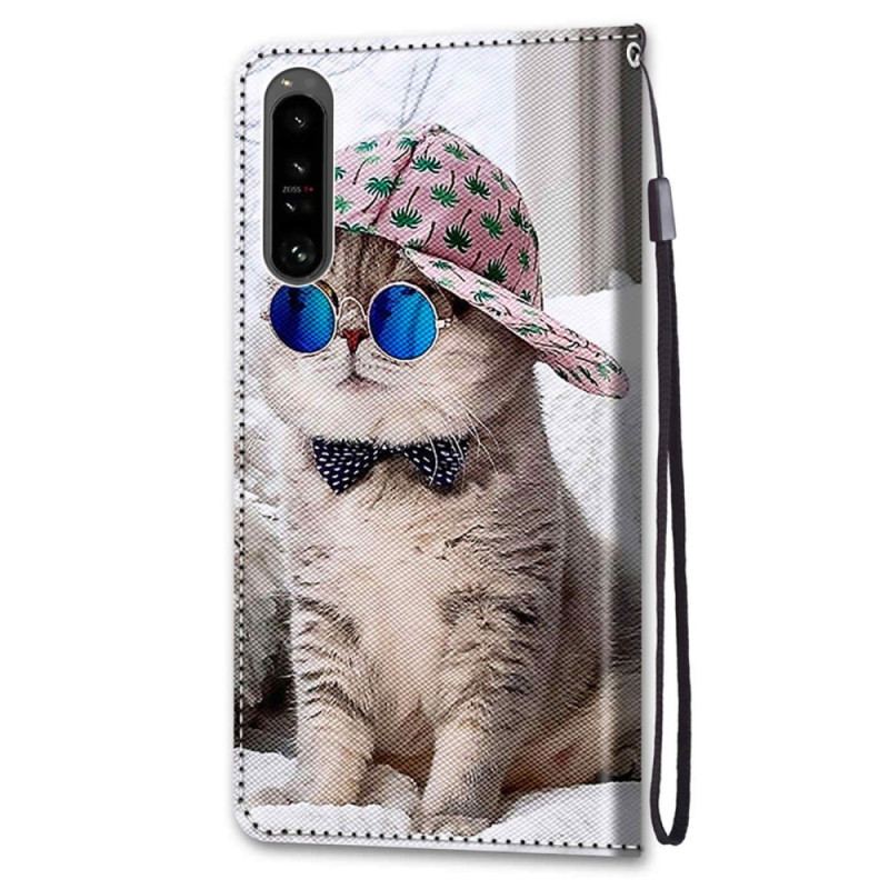 Capa Folio Para Sony Xperia 1 IV De Cordão Yo Cat Com Alça