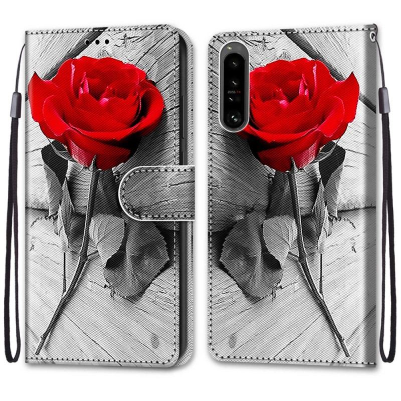 Capa Folio Para Sony Xperia 1 IV Floral Com Alça