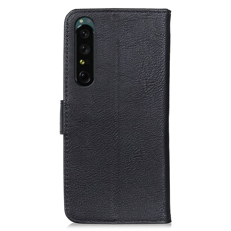 Capa Folio Para Sony Xperia 1 IV Imitação De Couro Khazneh