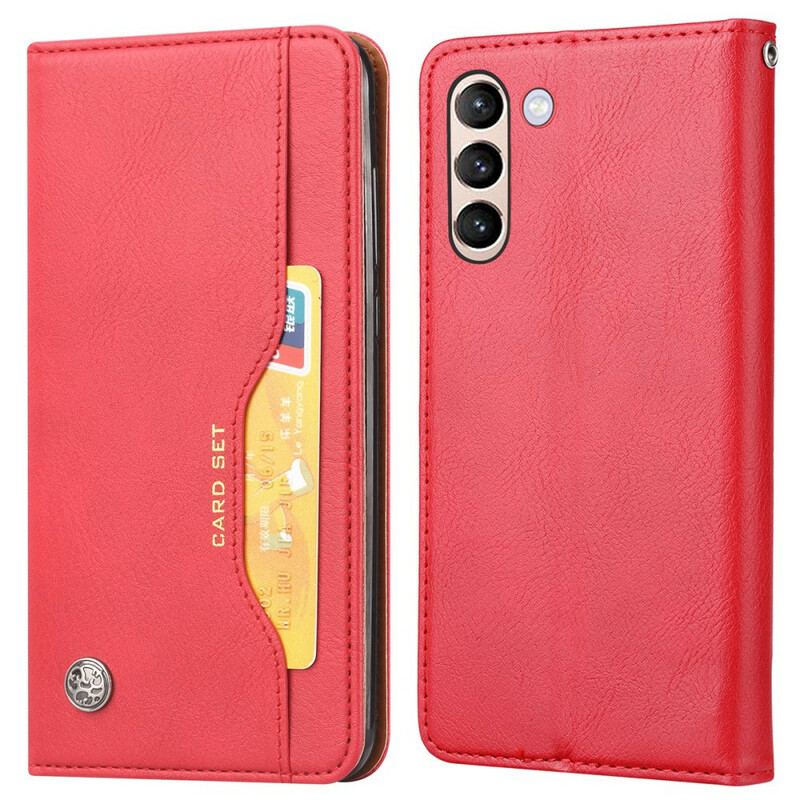 Capa De Celular Para Samsung Galaxy S21 FE Flip Titular De Cartão De Couro Sintético